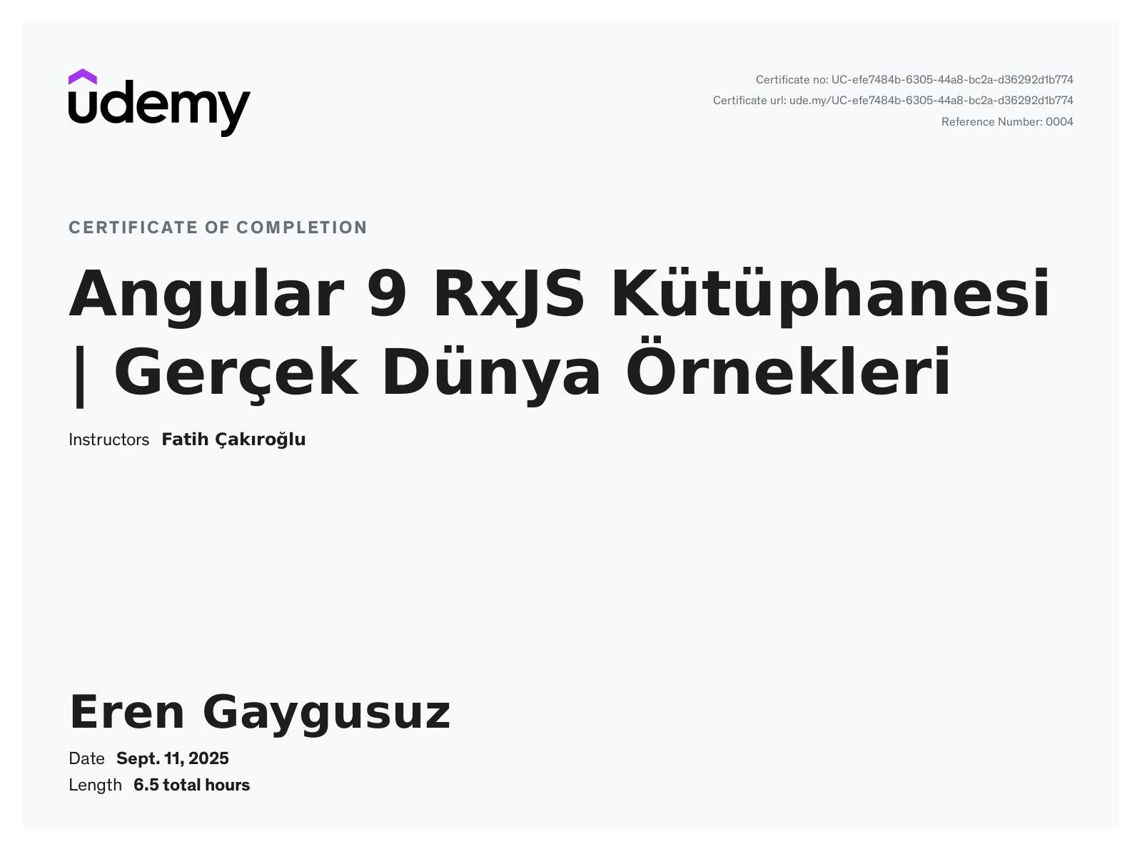 Angular RxJS certificate
