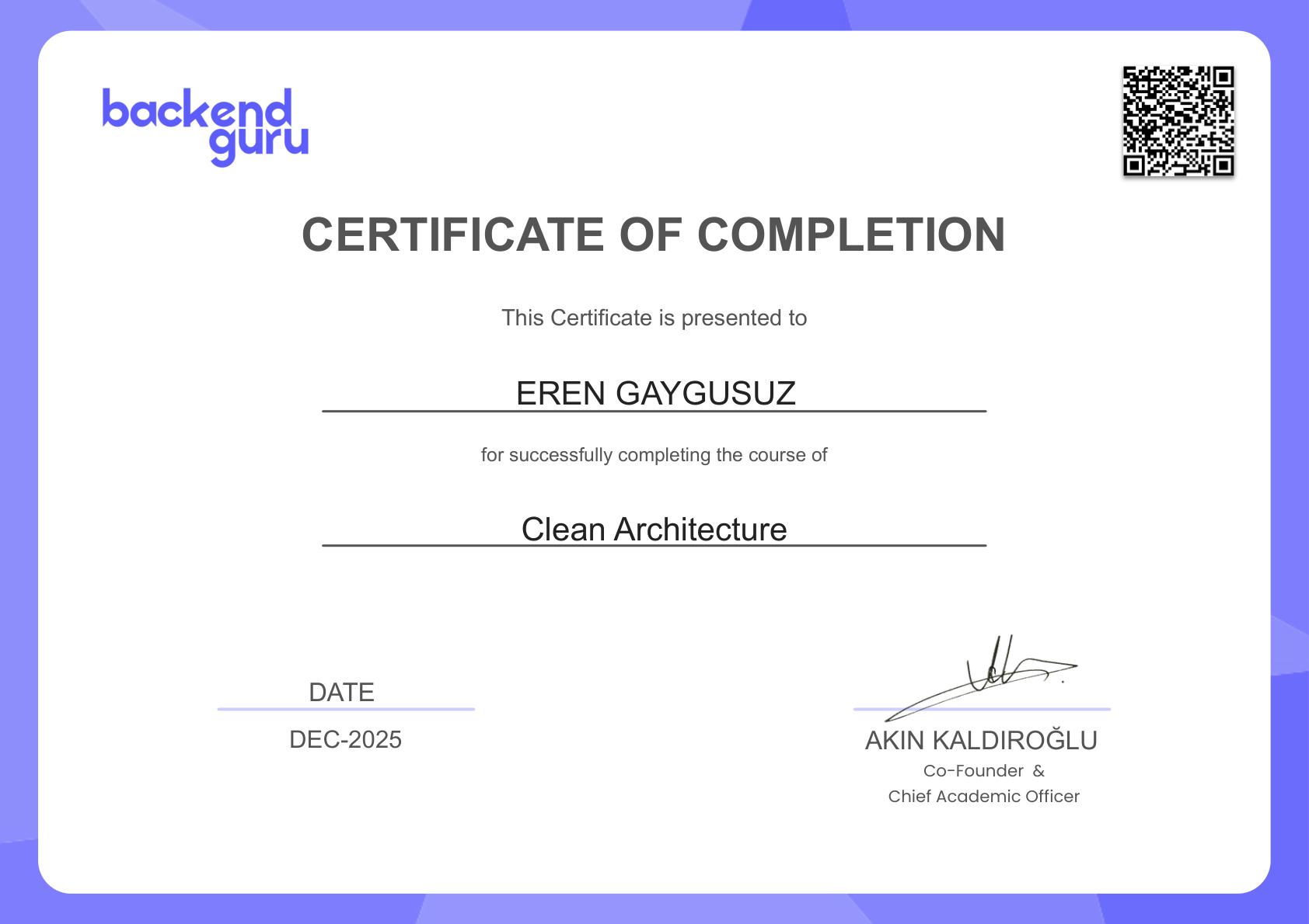 Clean Architecture certificate