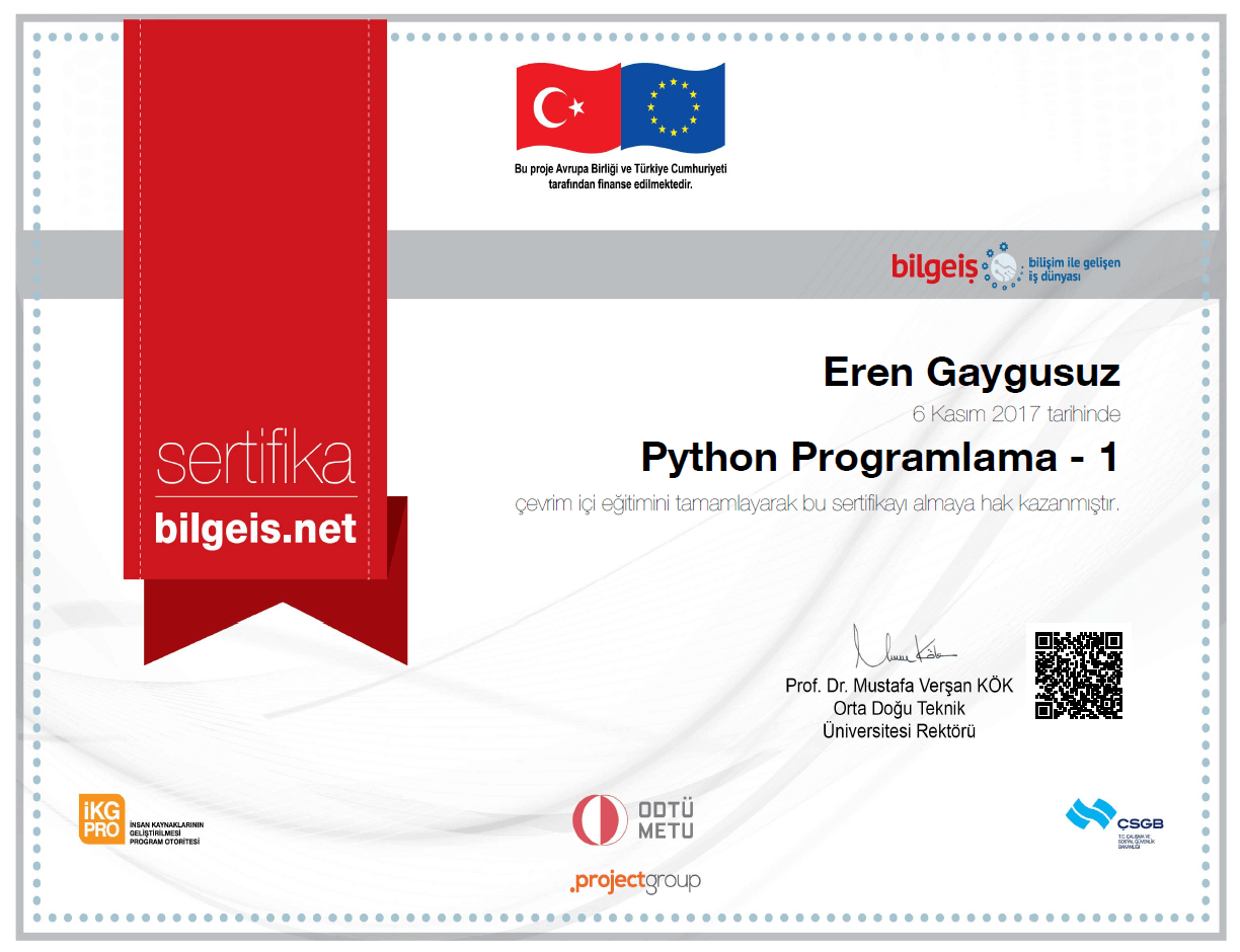 Python Programlama - 1 certificate