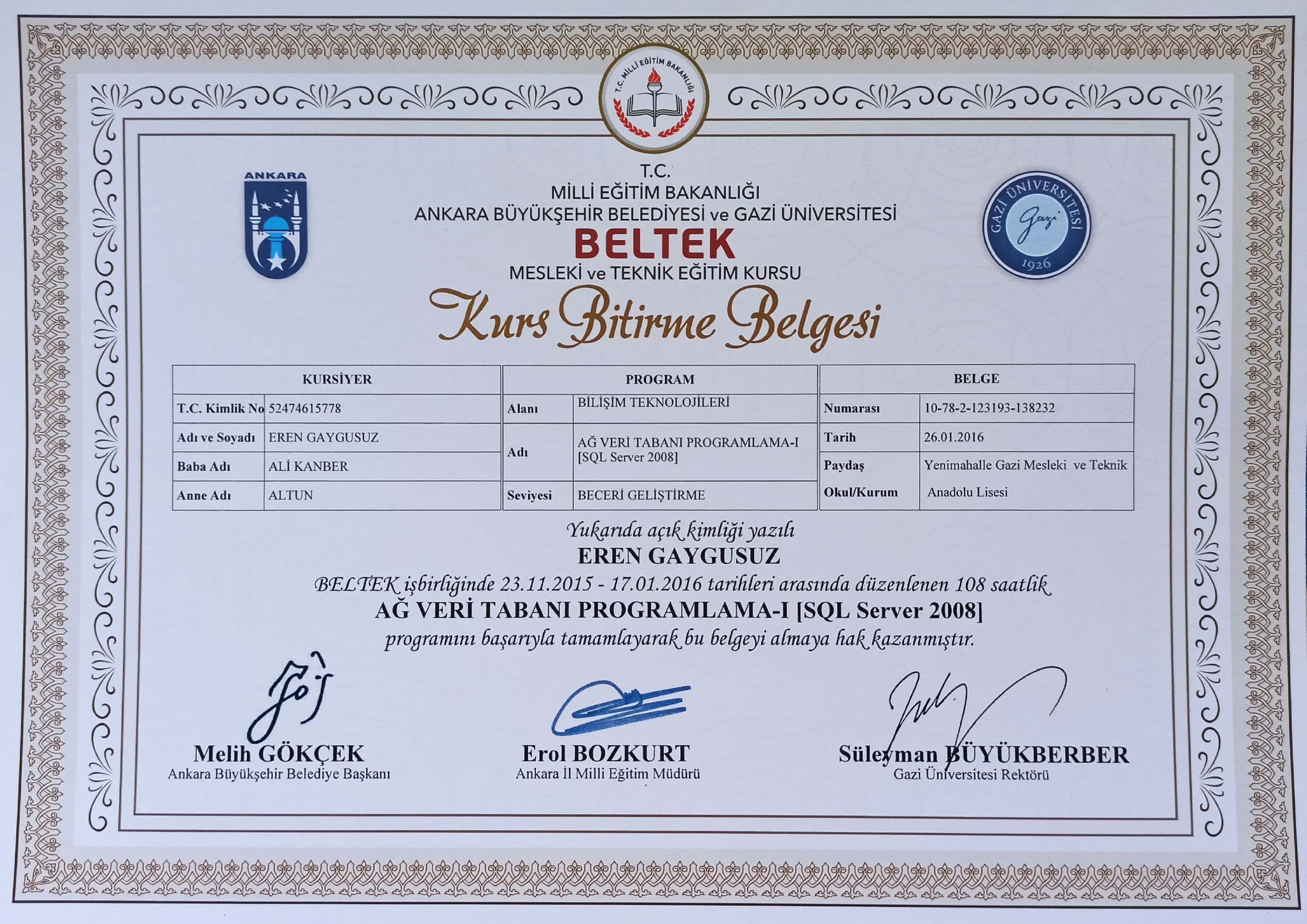 SQL Server - 1 certificate