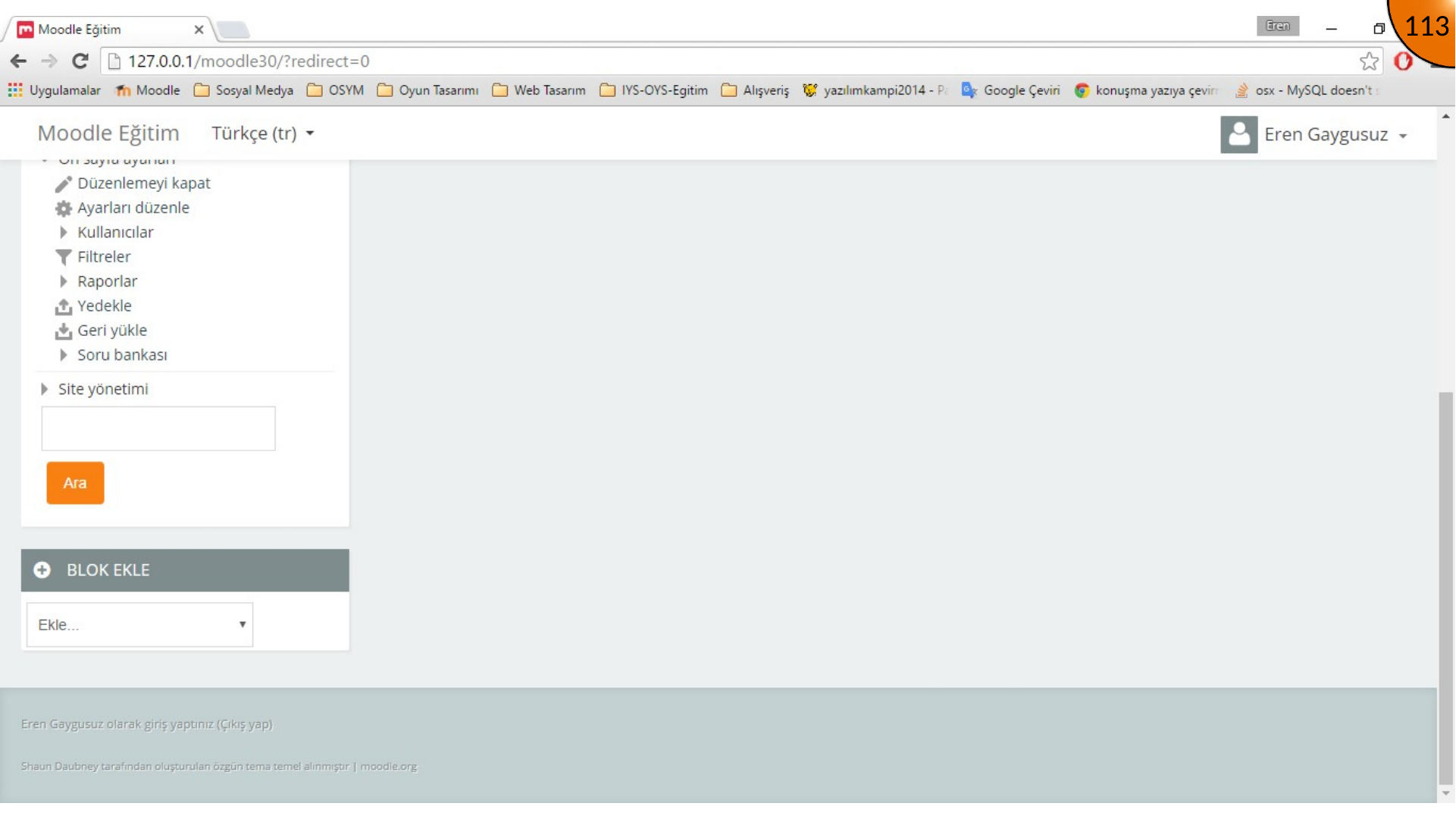 Opening the Moodle Add a block menu