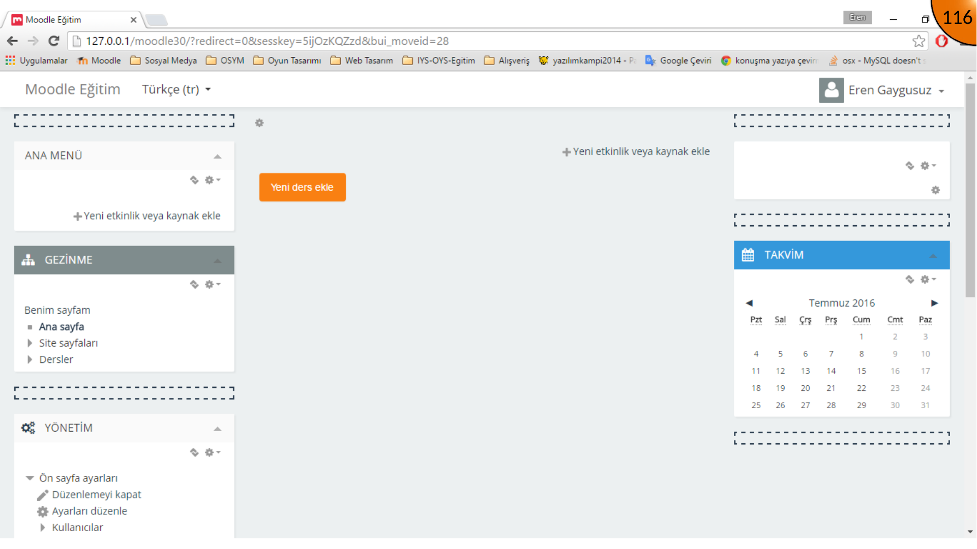 Choosing a Moodle block placement area