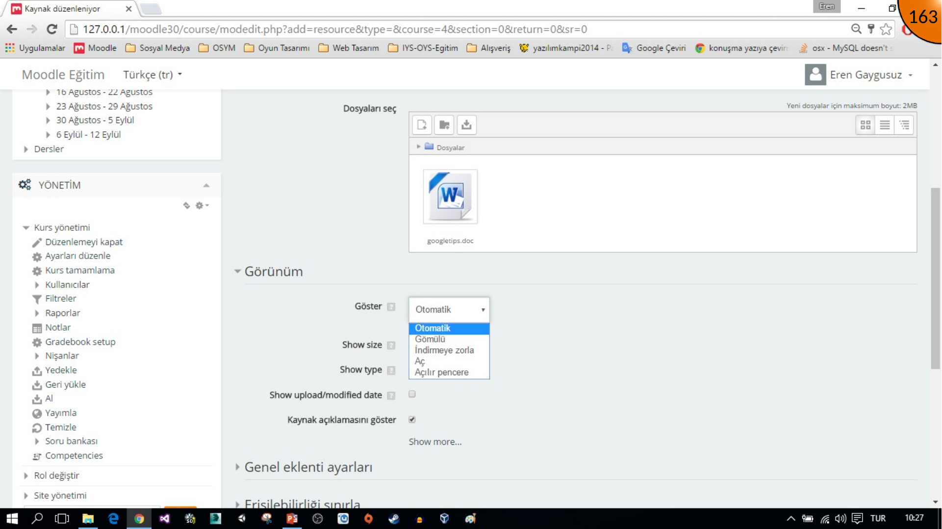 Uploading a document to a Moodle File resource