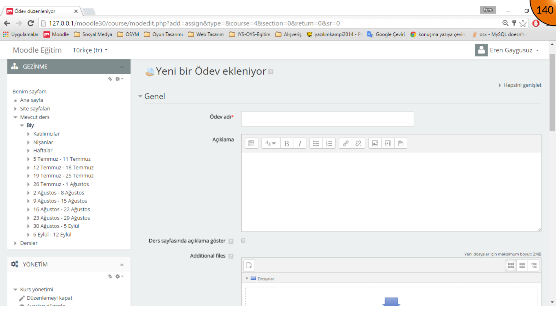 Moodle assignment general settings