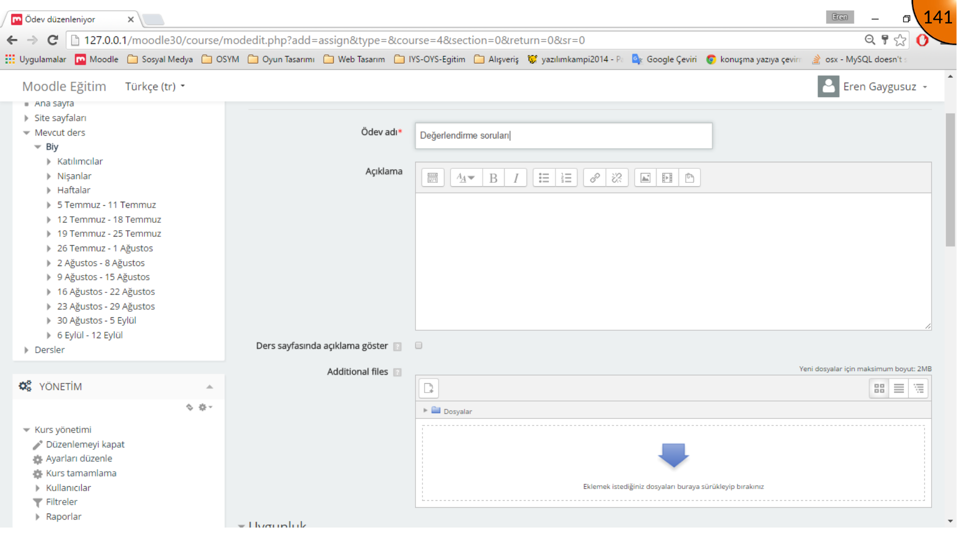 Uploading an additional file to a Moodle assignment