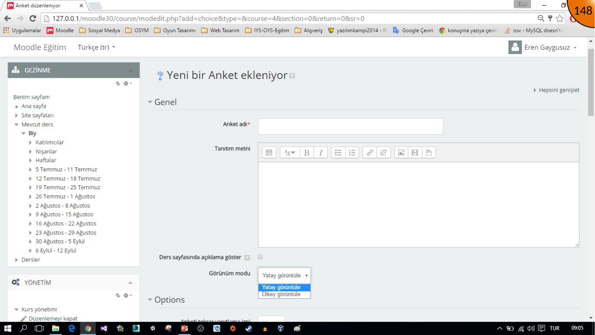 Adding options to a Moodle Choice activity