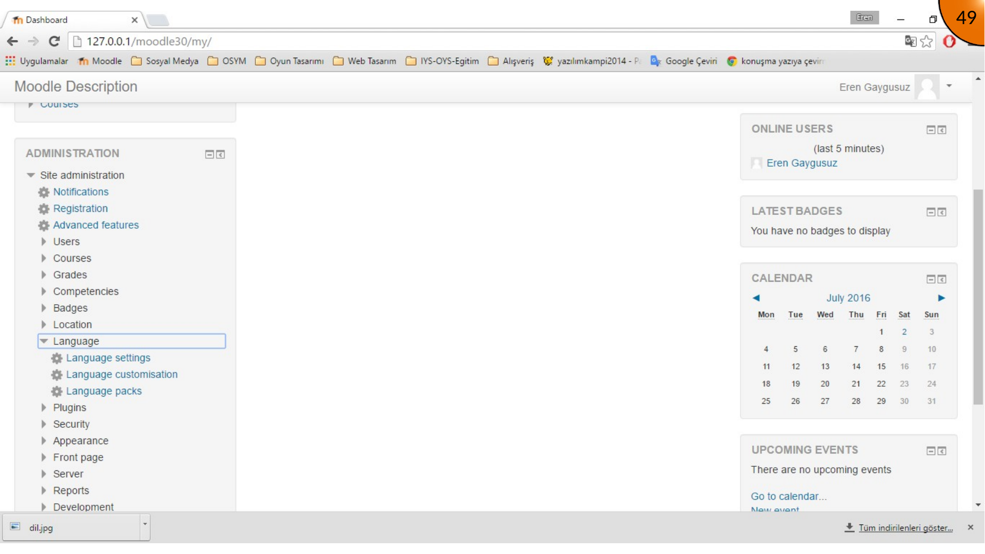 Opening Language packs from Moodle Site administration