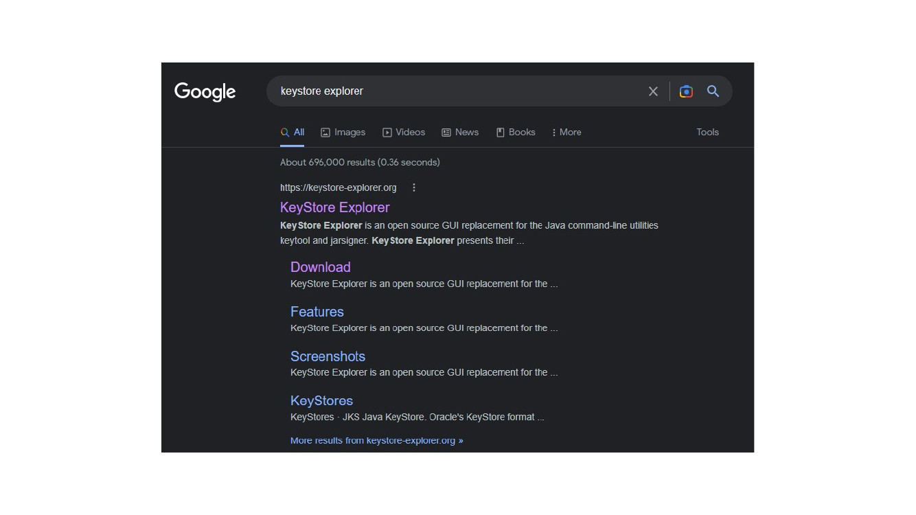 Searching for KeyStore Explorer