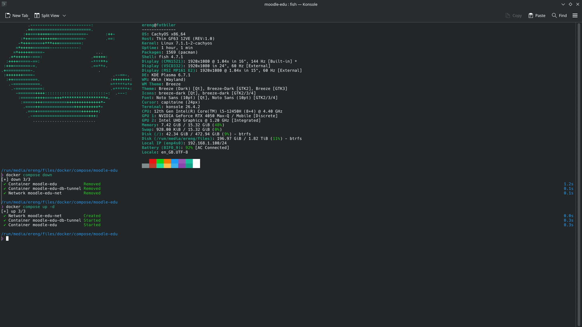 Restarting the Moodle container after updating the Docker Compose network