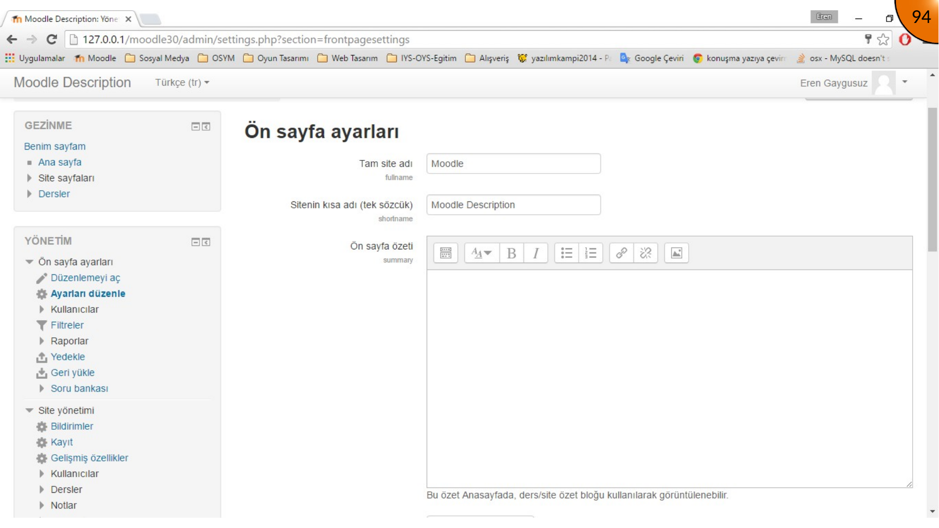 Editing Moodle full site name and short site name