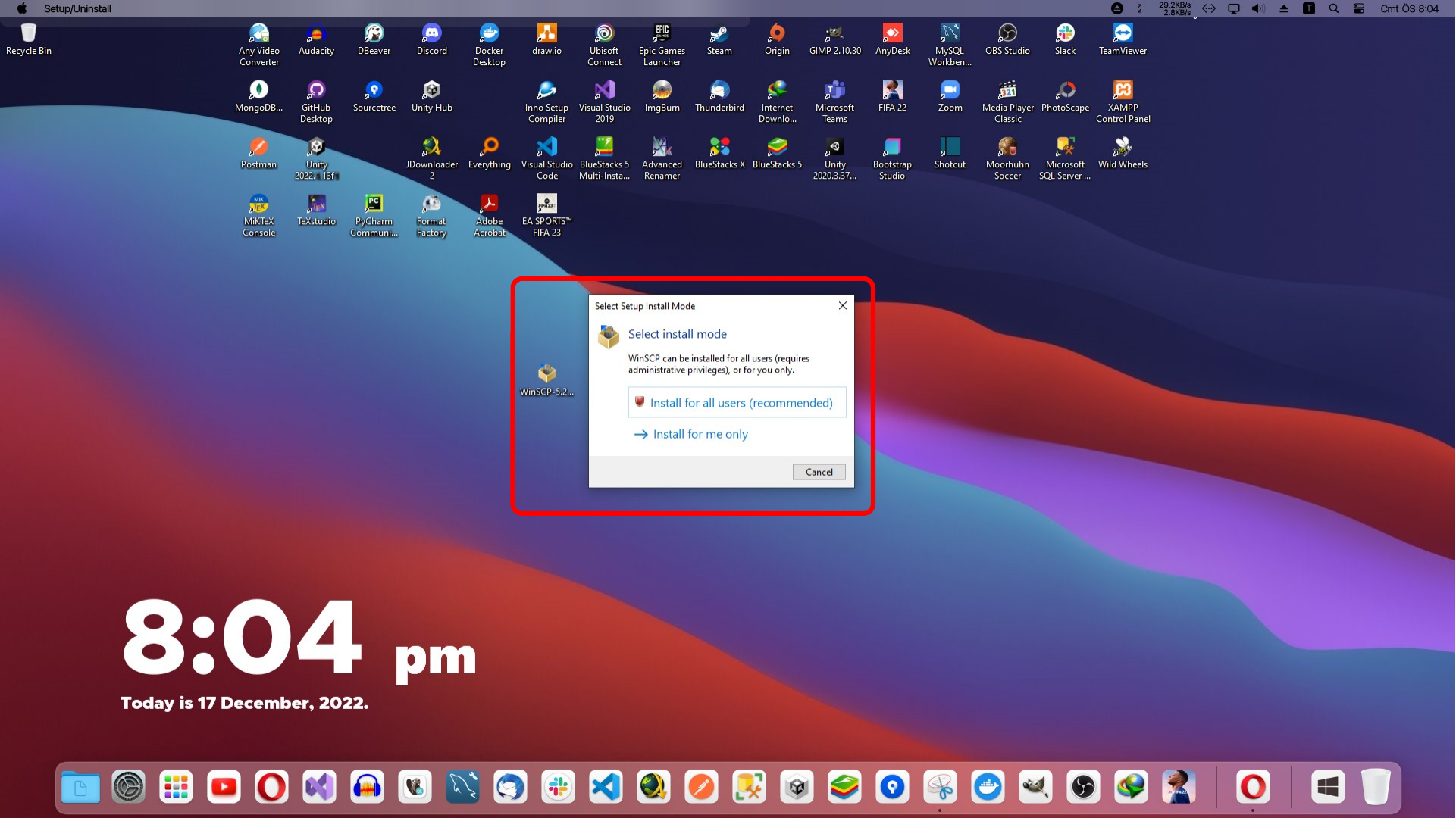 Choosing the recommended WinSCP installation mode
