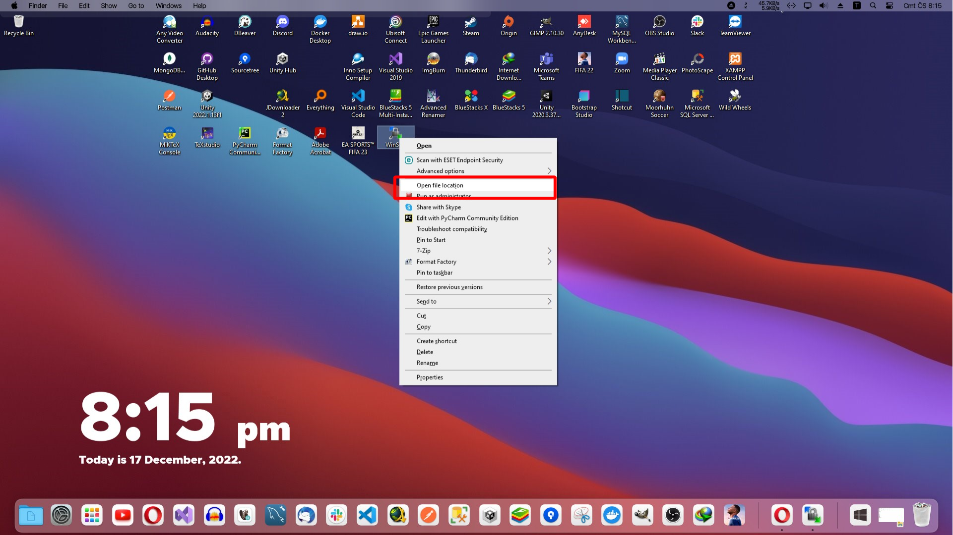 Opening the WinSCP installation folder