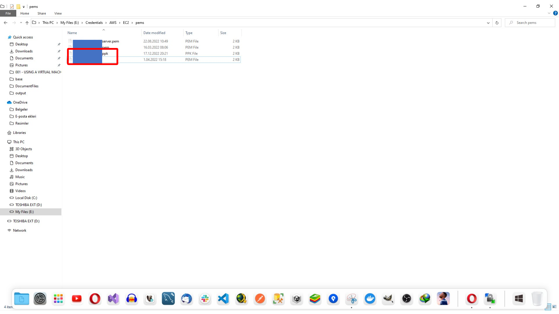 Generated PPK key file saved on Windows
