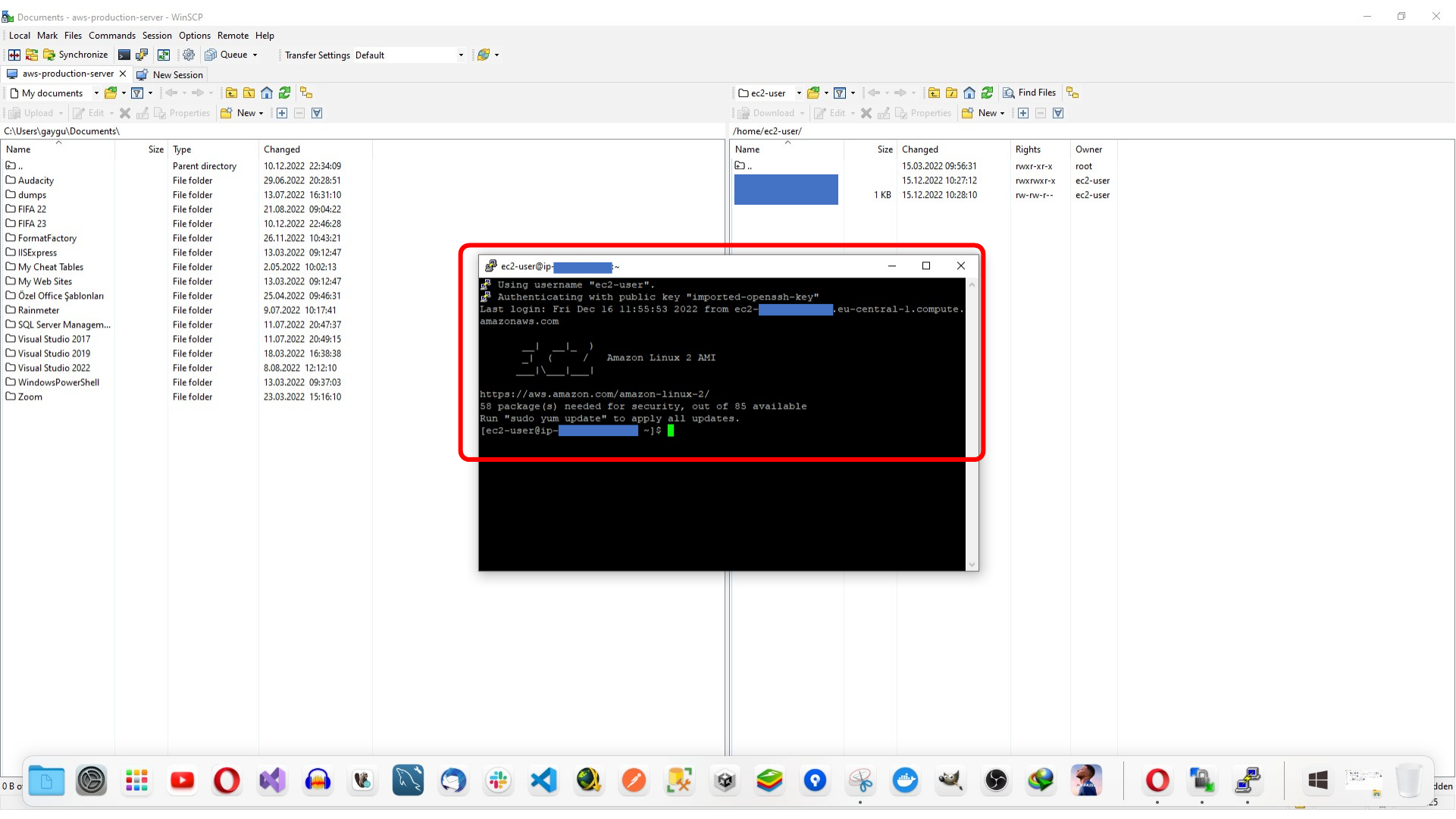 Successful PuTTY SSH connection to the EC2 instance