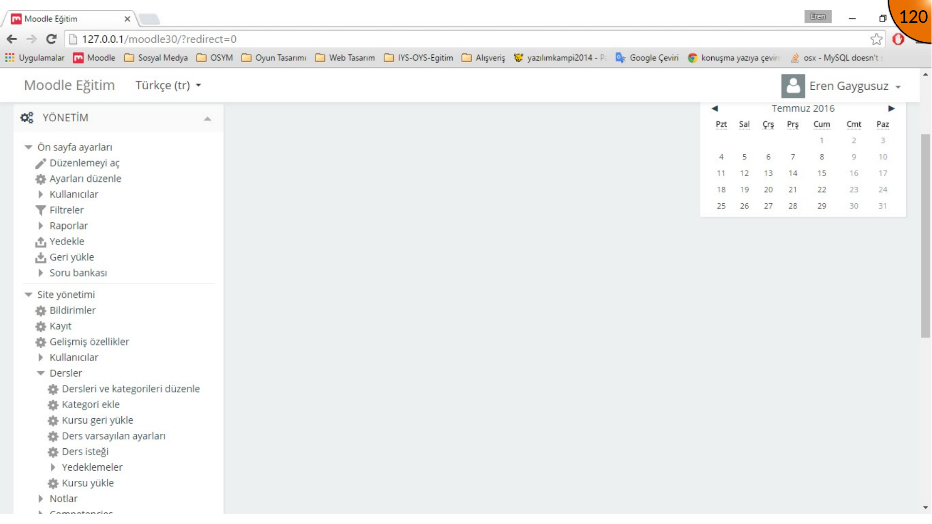 Opening Moodle course category management