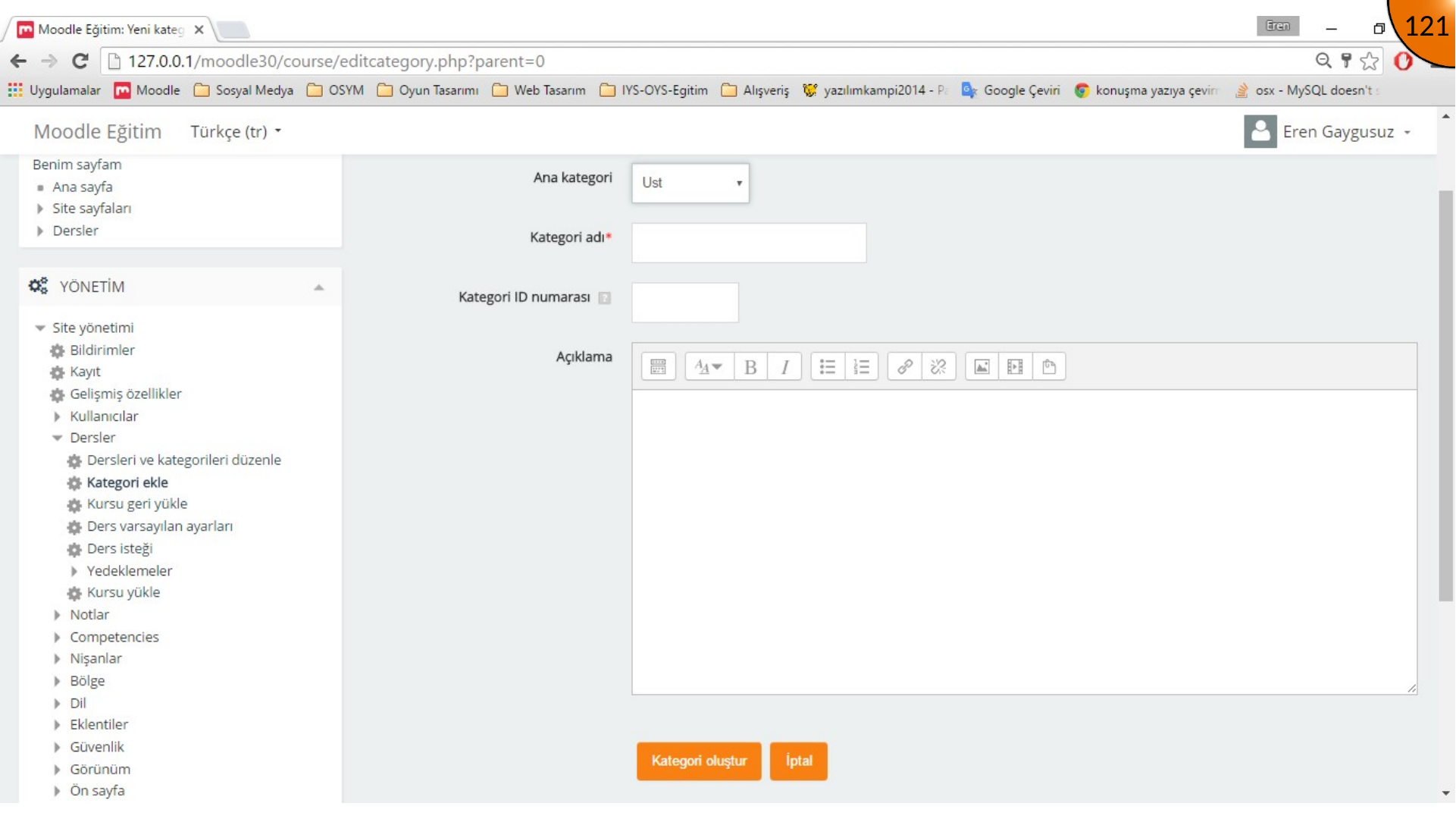 Creating a Moodle course category