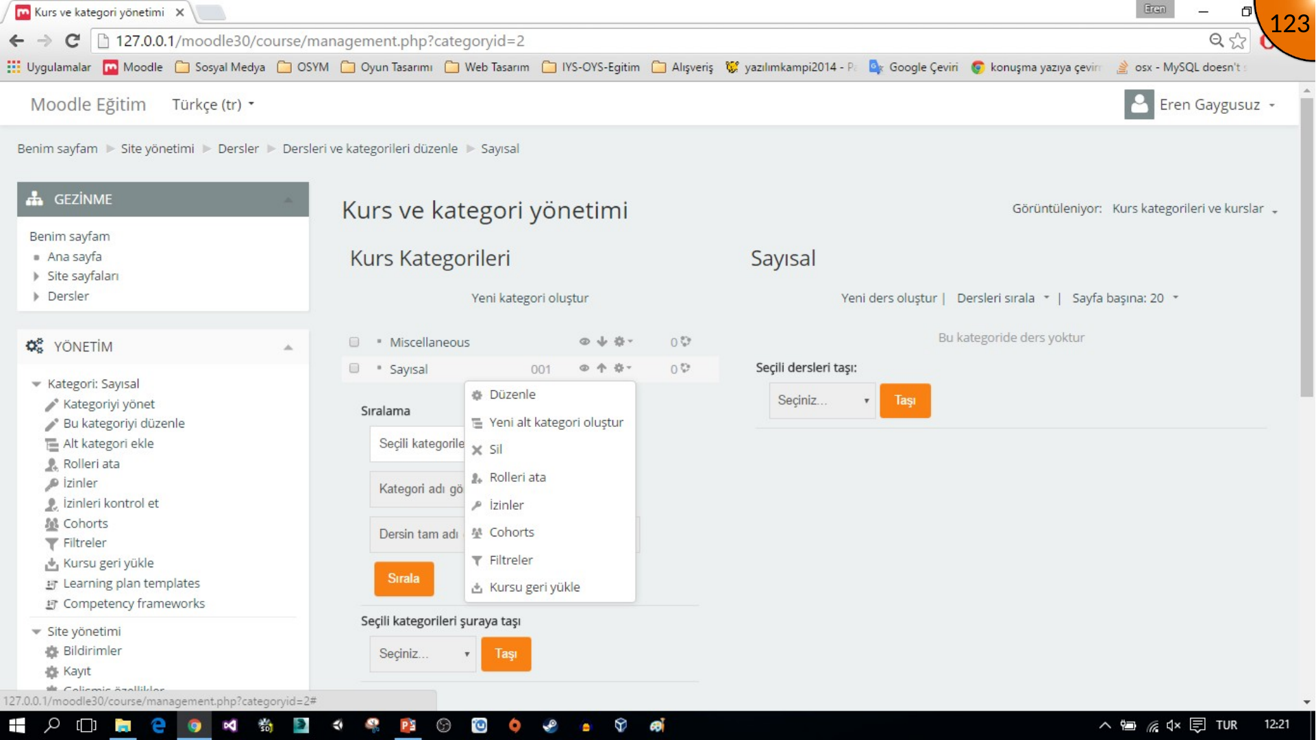Creating additional Moodle course categories