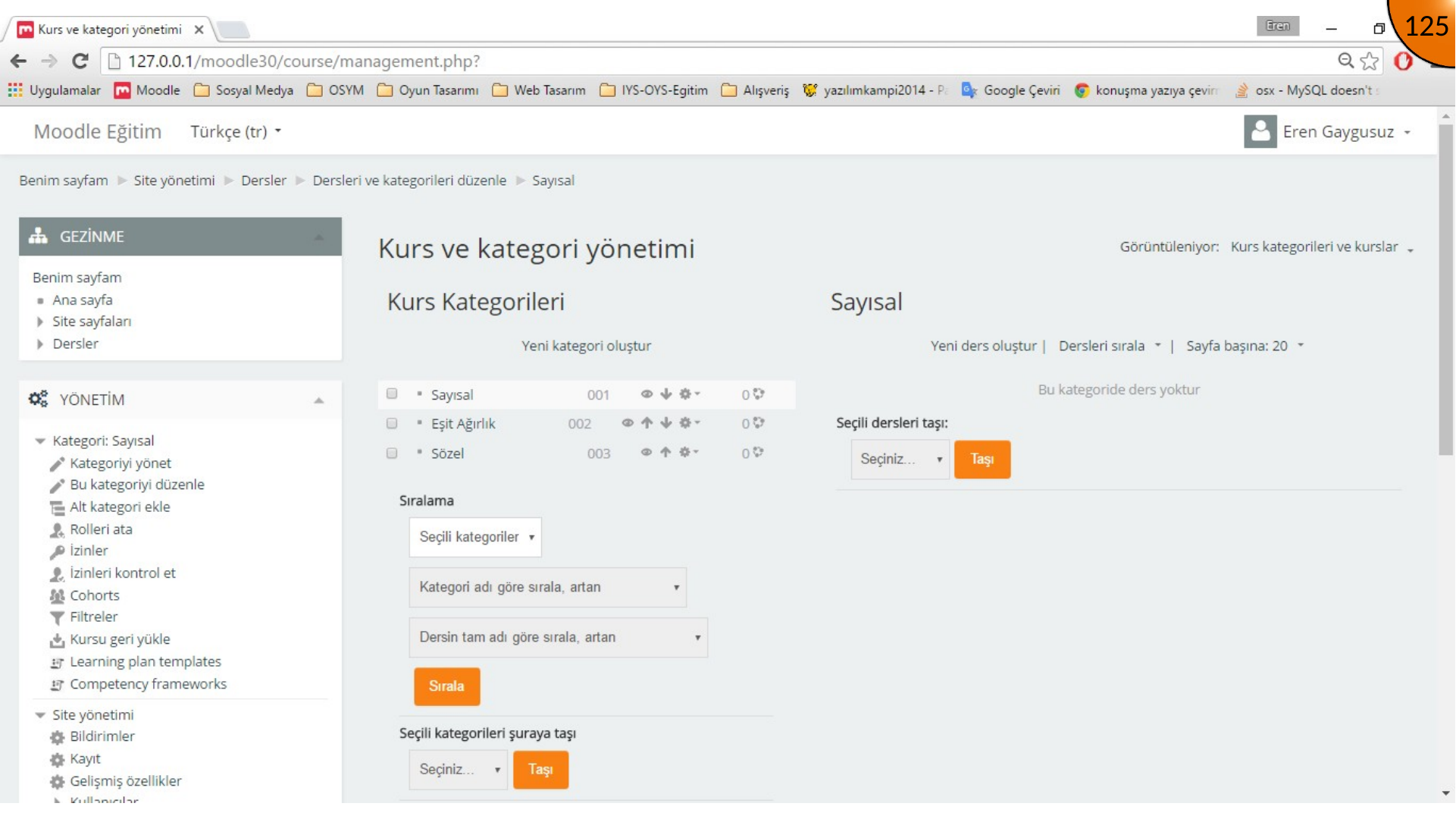 Creating a course in a Moodle category