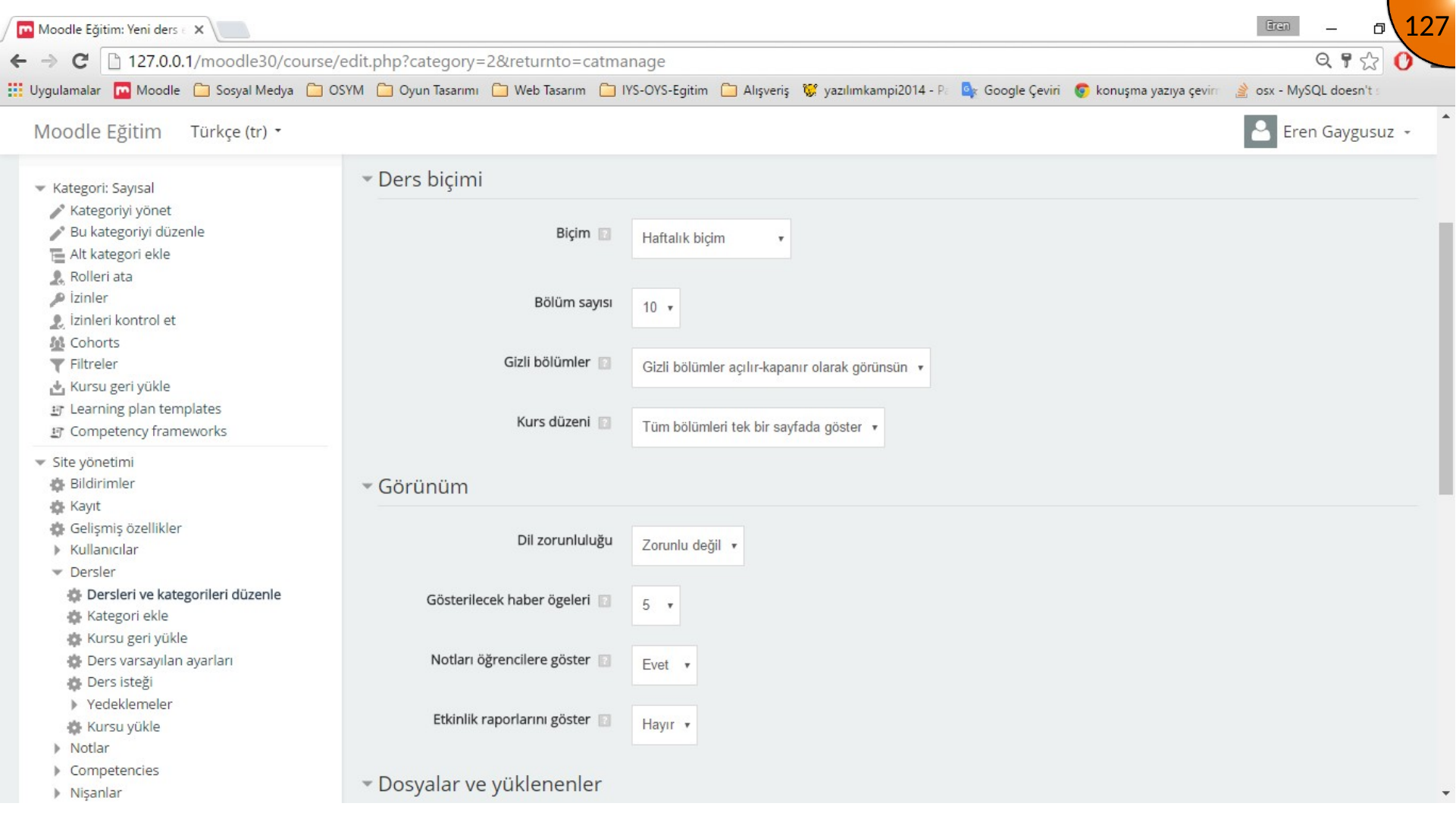 Moodle course format settings