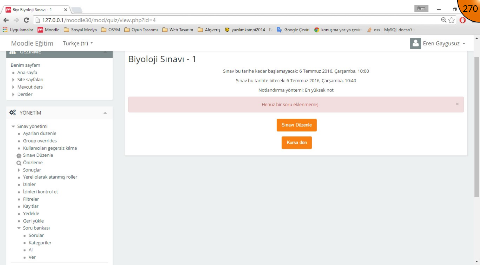 Opening Moodle question bank from quiz administration