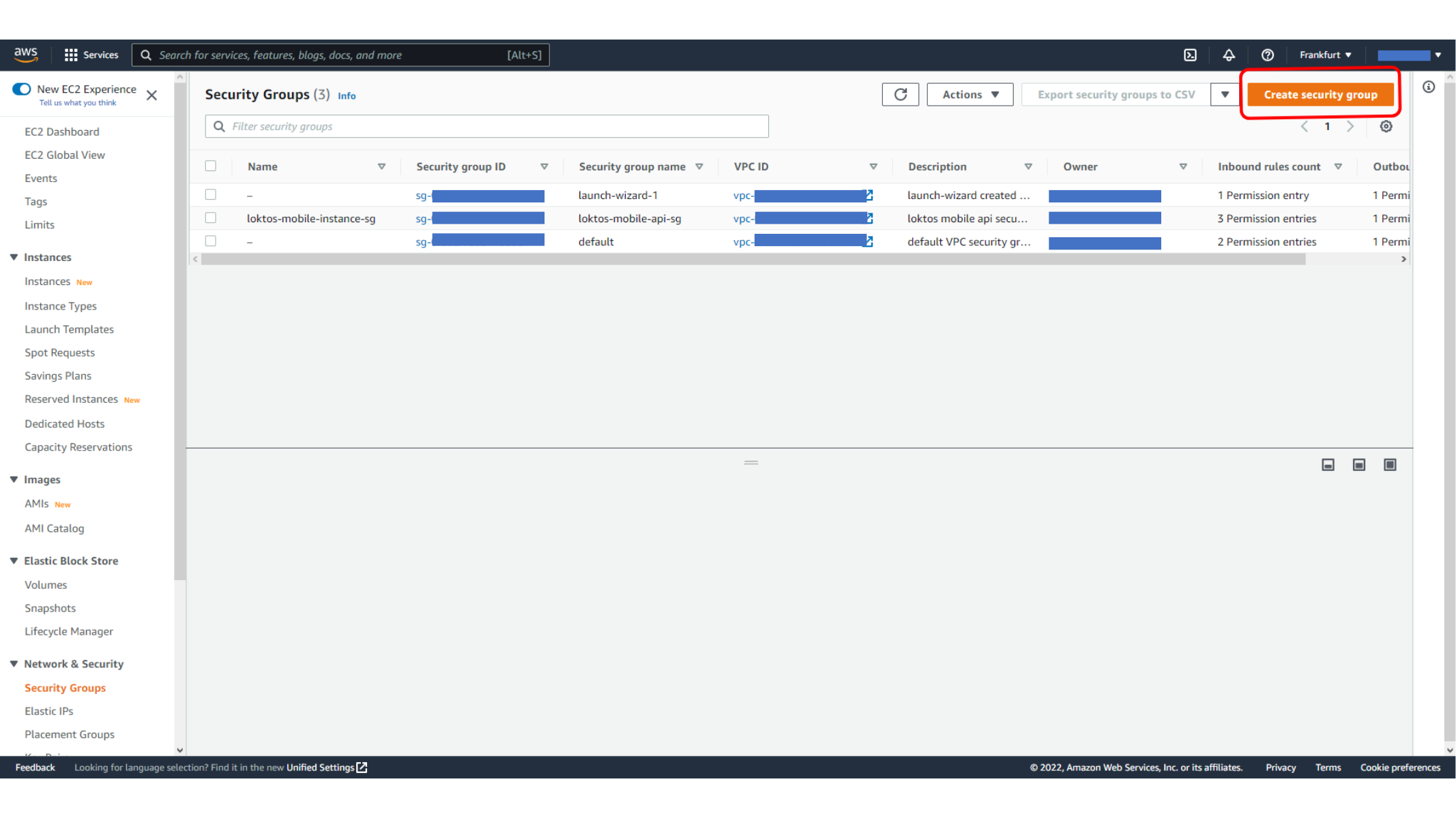 Naming the load balancer security group