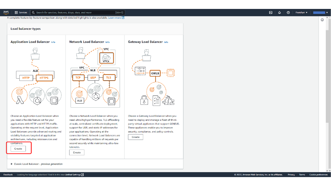 Selecting network mapping for the Application Load Balancer