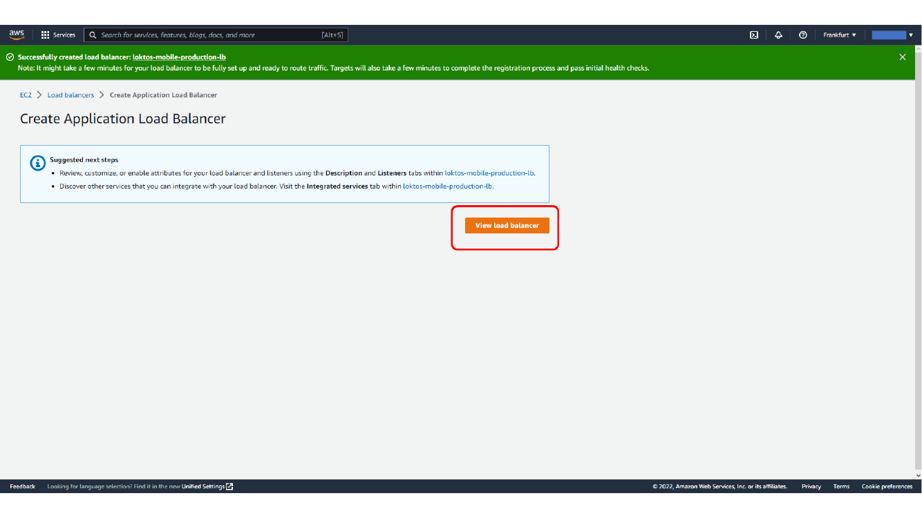 Created Application Load Balancer details