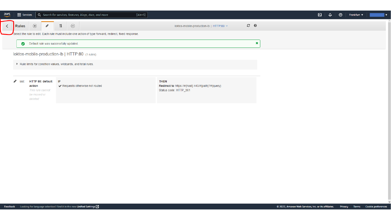 Saving HTTP to HTTPS redirect rule