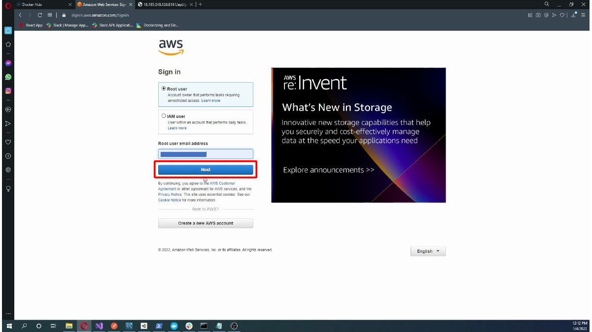 Signing in to AWS with the account email or alias