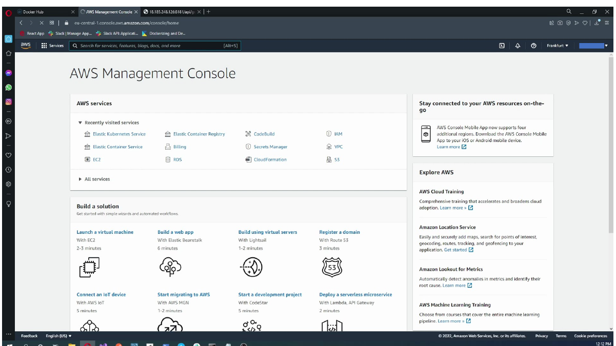 Viewing the AWS Management Console home page