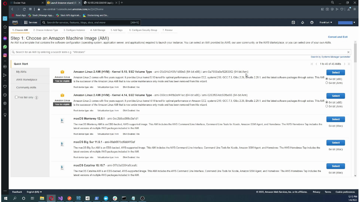 Reviewing available Amazon Machine Images