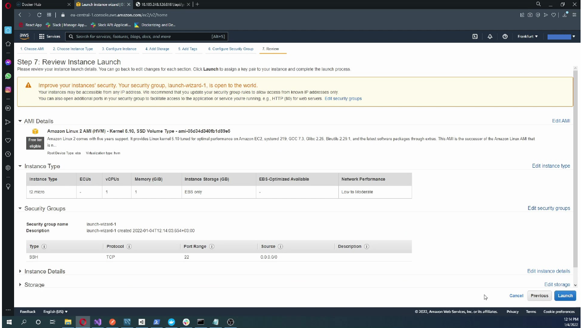 Configuring storage for the EC2 instance
