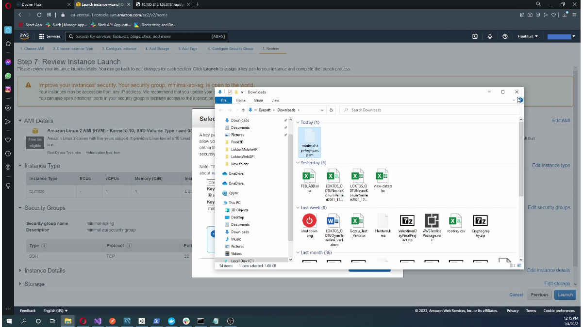 Saving the EC2 private key file locally
