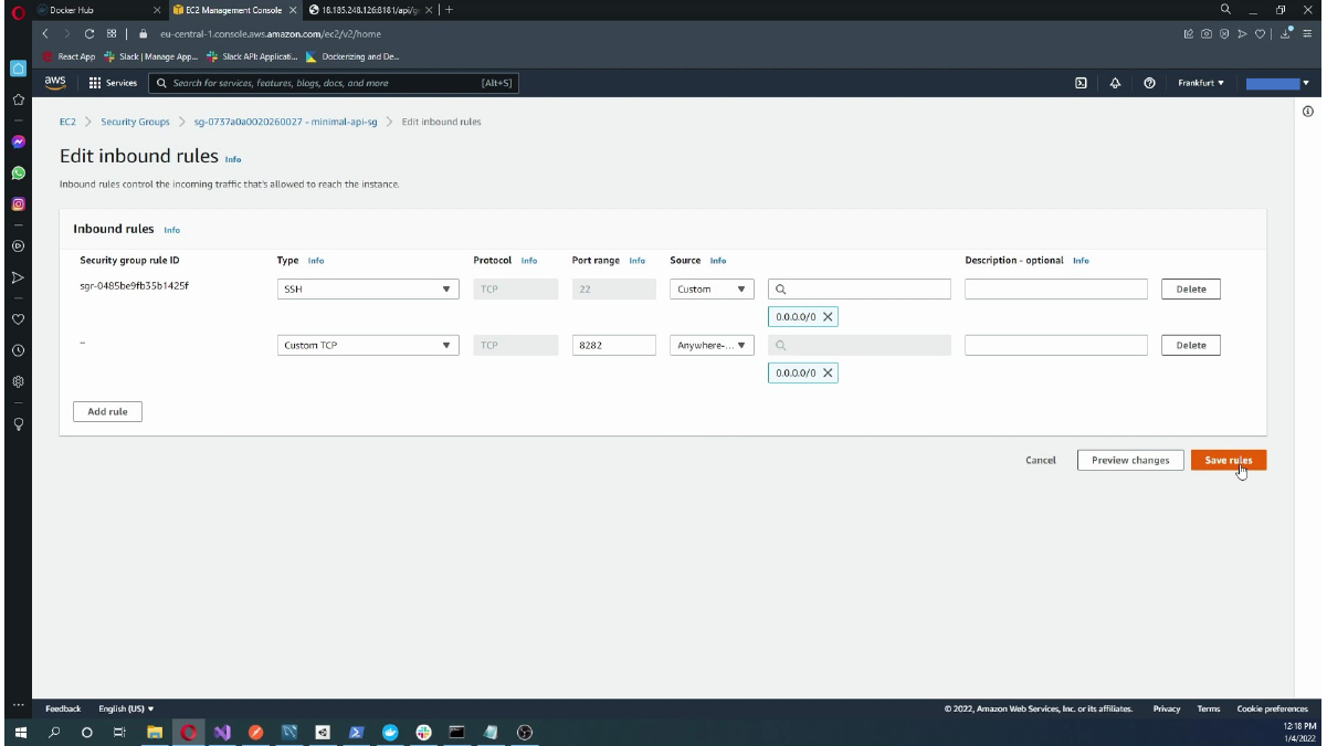 Saving the EC2 security group inbound rules