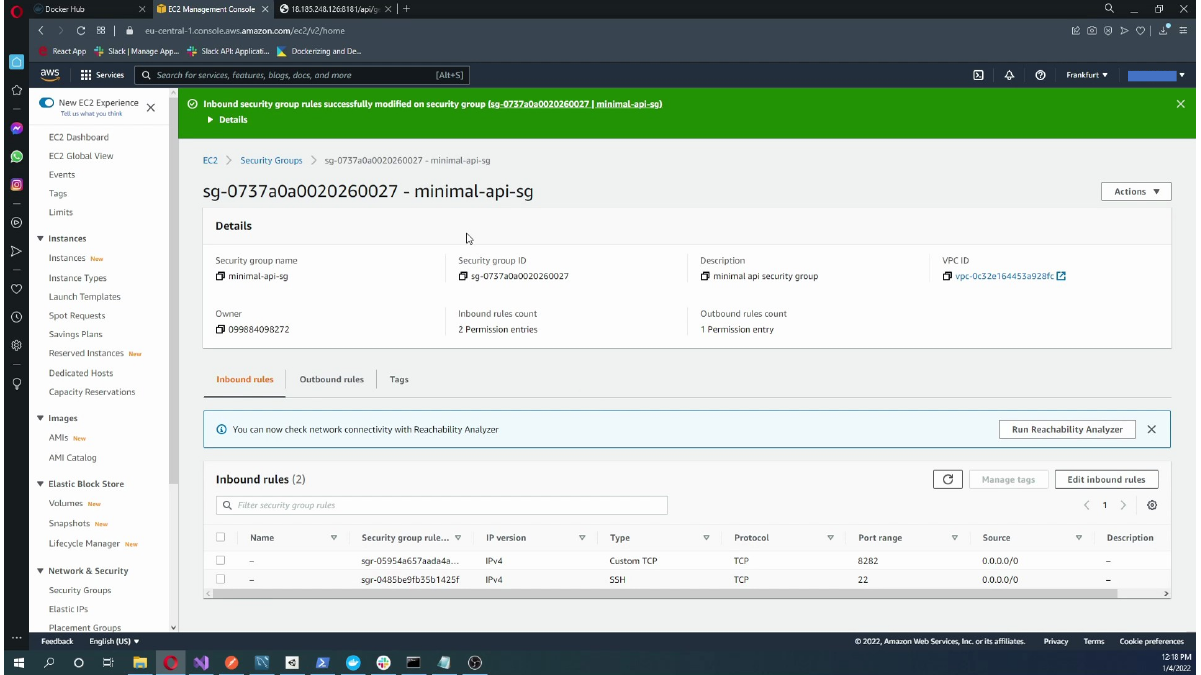 EC2 security group inbound rules updated successfully