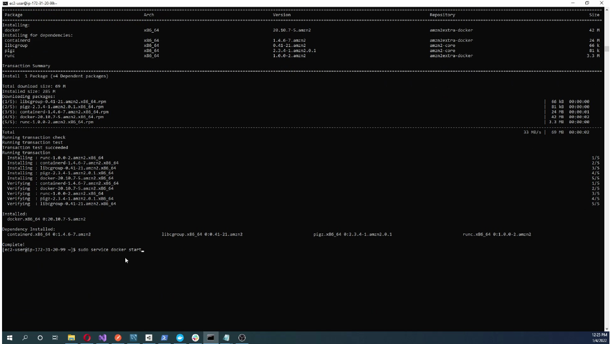Verifying Docker commands and server state
