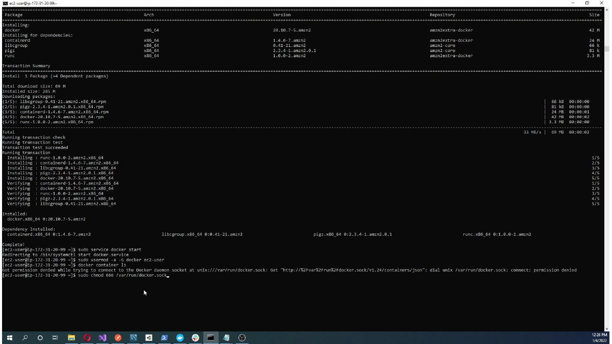 Preparing the EC2 Docker environment for the API image
