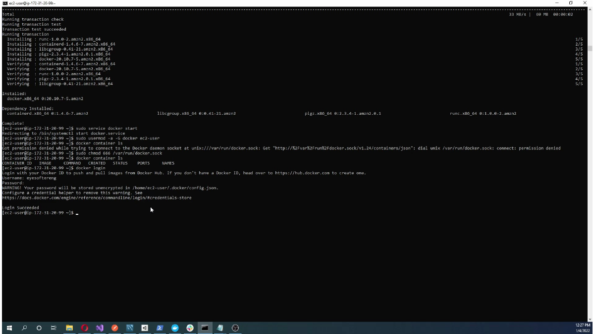 Completing the required package setup on EC2