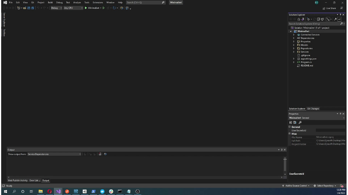 Viewing the ASP.NET Core Web API project in Visual Studio
