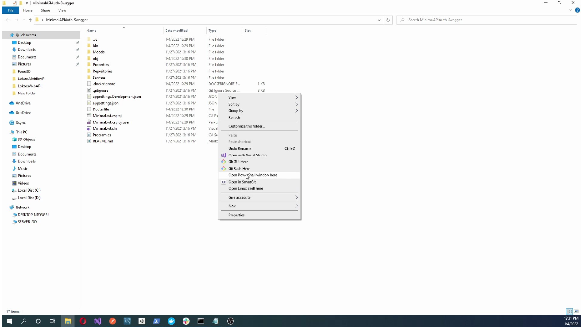 Opening a terminal from the ASP.NET Core project folder
