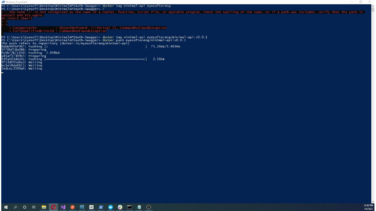 Docker image build or push output in PowerShell