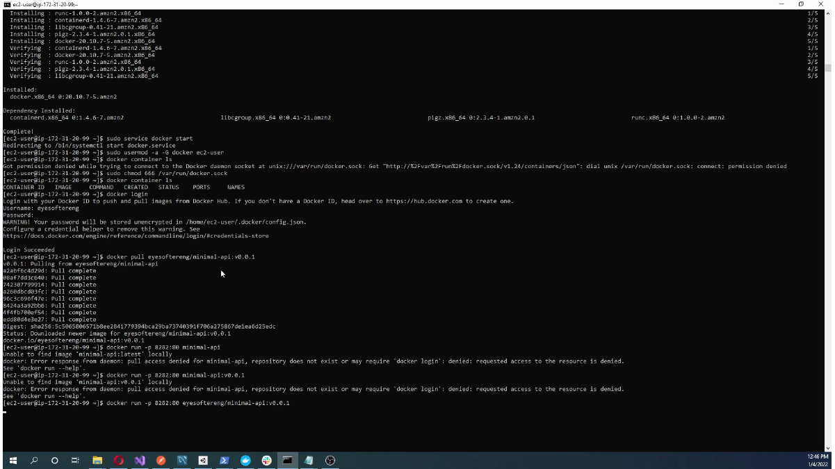 Checking the running Docker container and port mapping