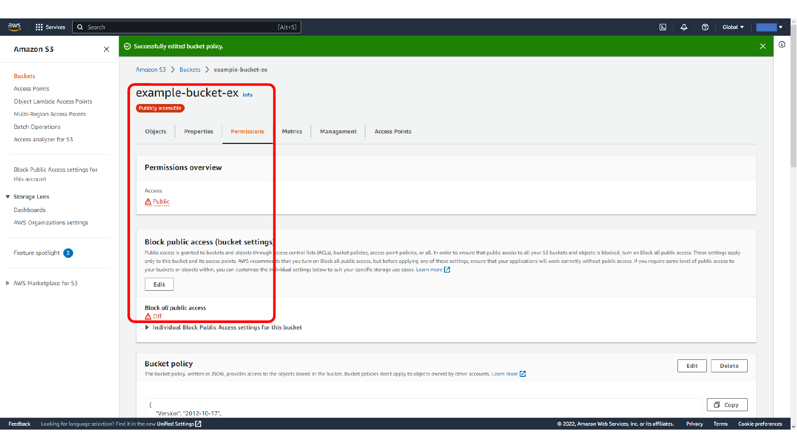 Confirming the S3 bucket is publicly accessible