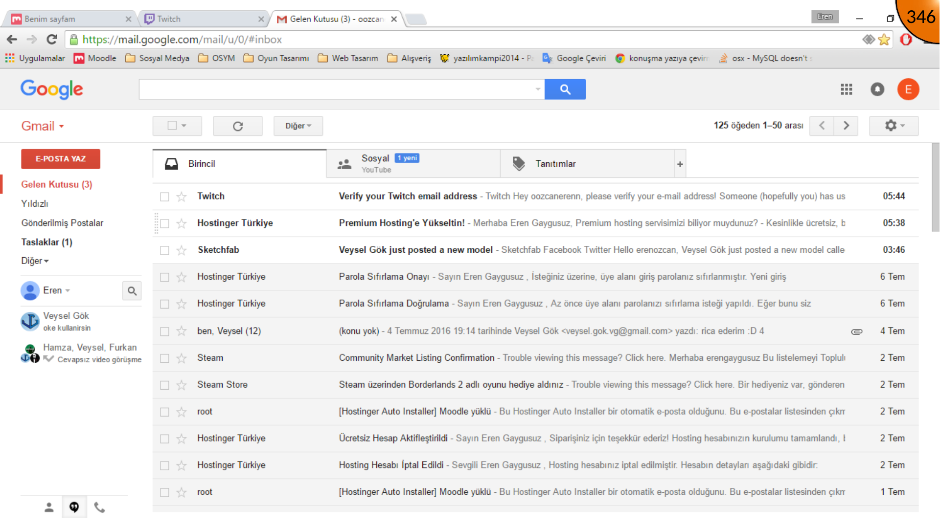 Opening Twitch verify email message