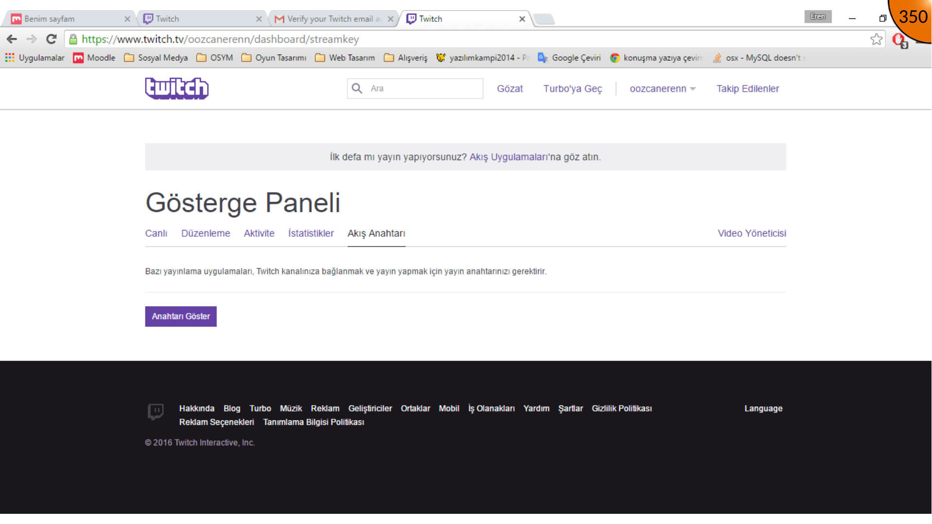 Acknowledging Twitch stream key warning