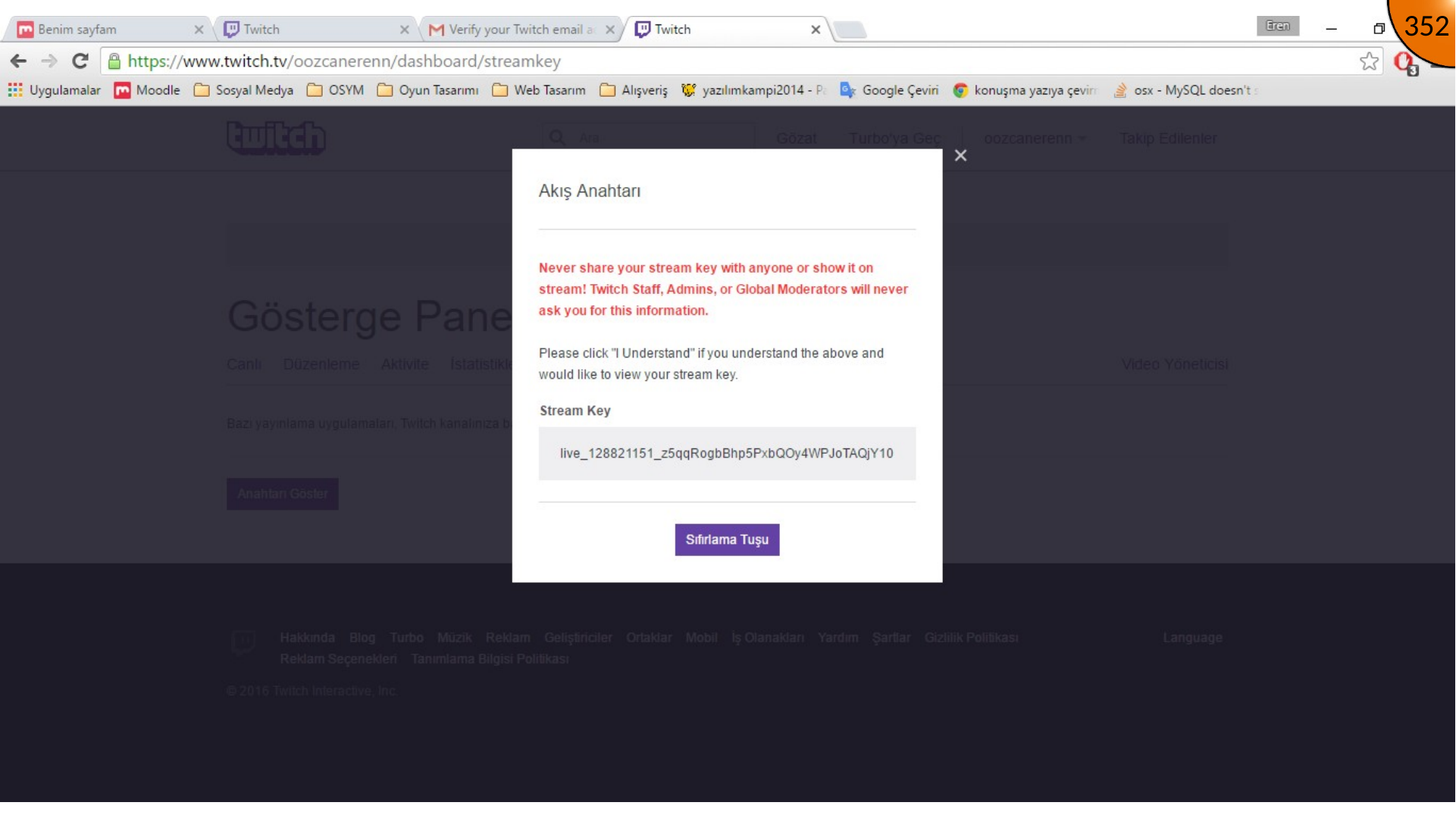 Opening Twitch channel from user menu