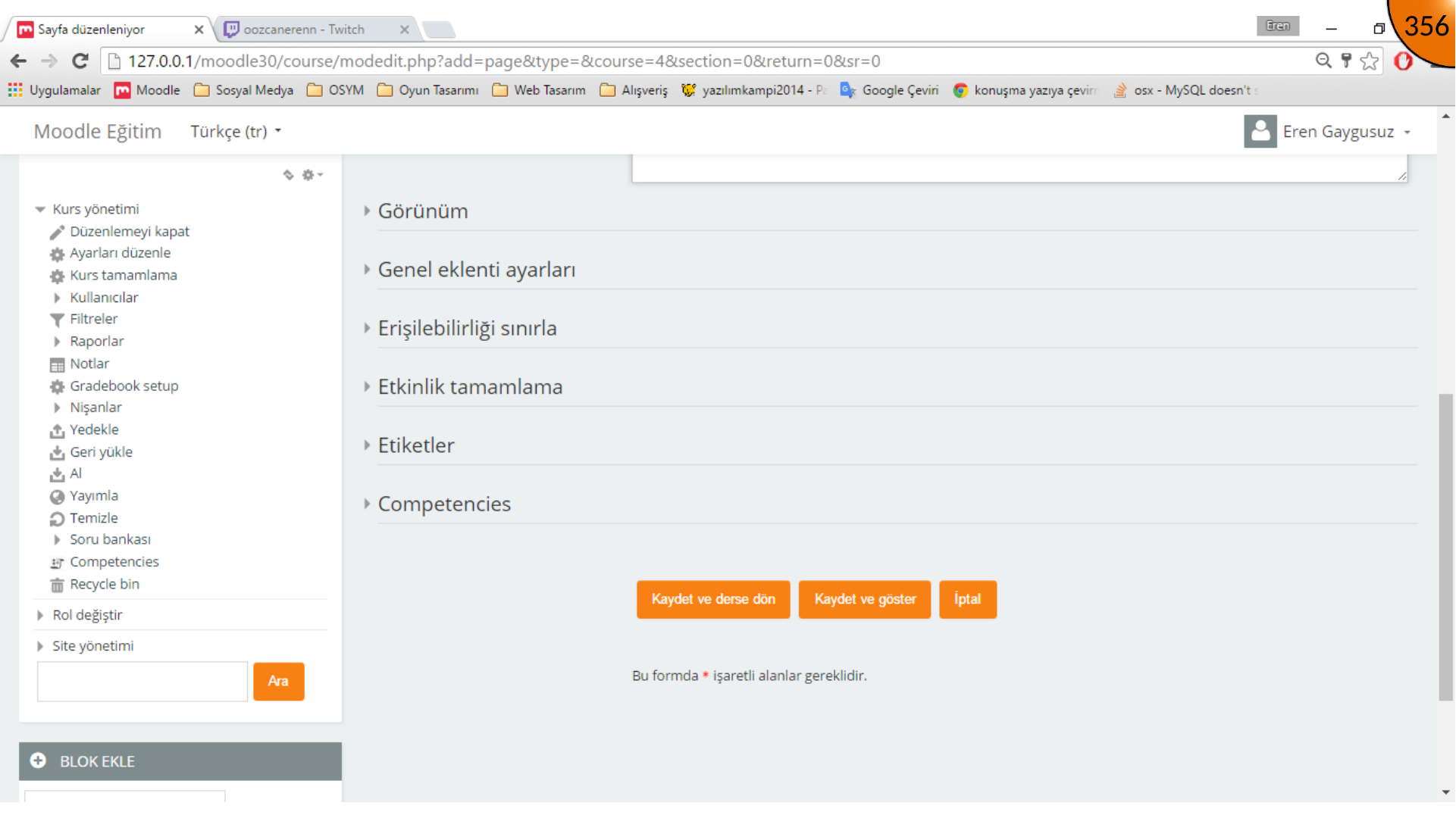 Twitch live player embedded in Moodle