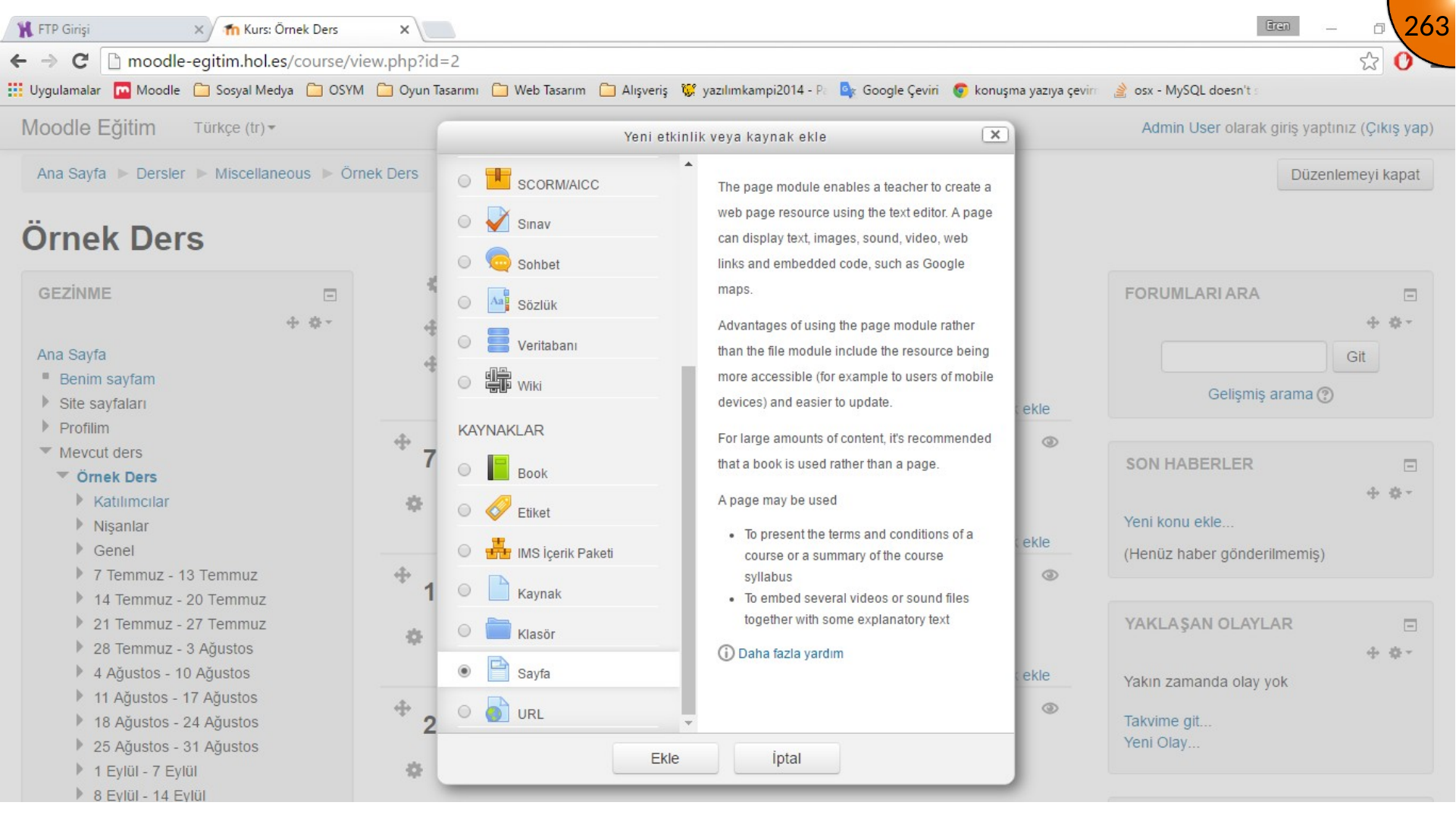 Creating Moodle Page for hosted video