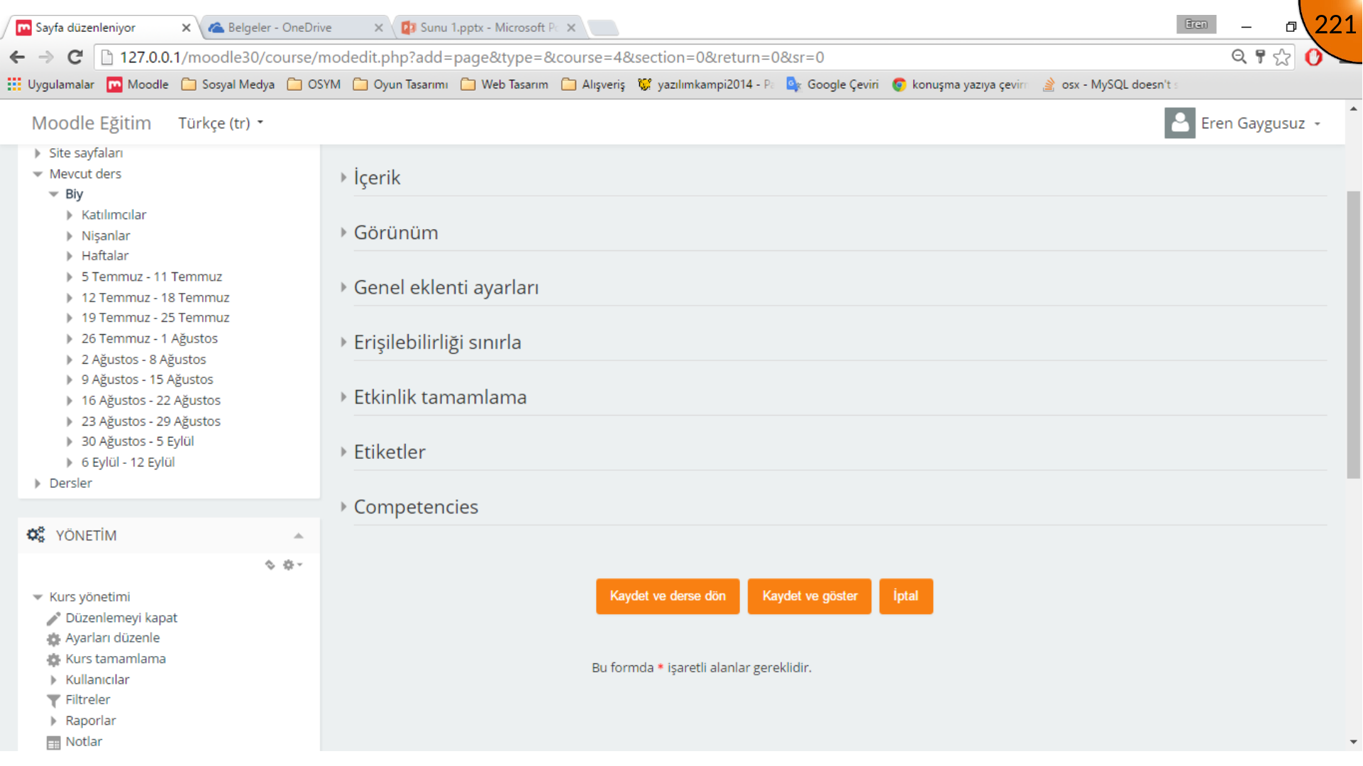 Saving Moodle page with PowerPoint embed