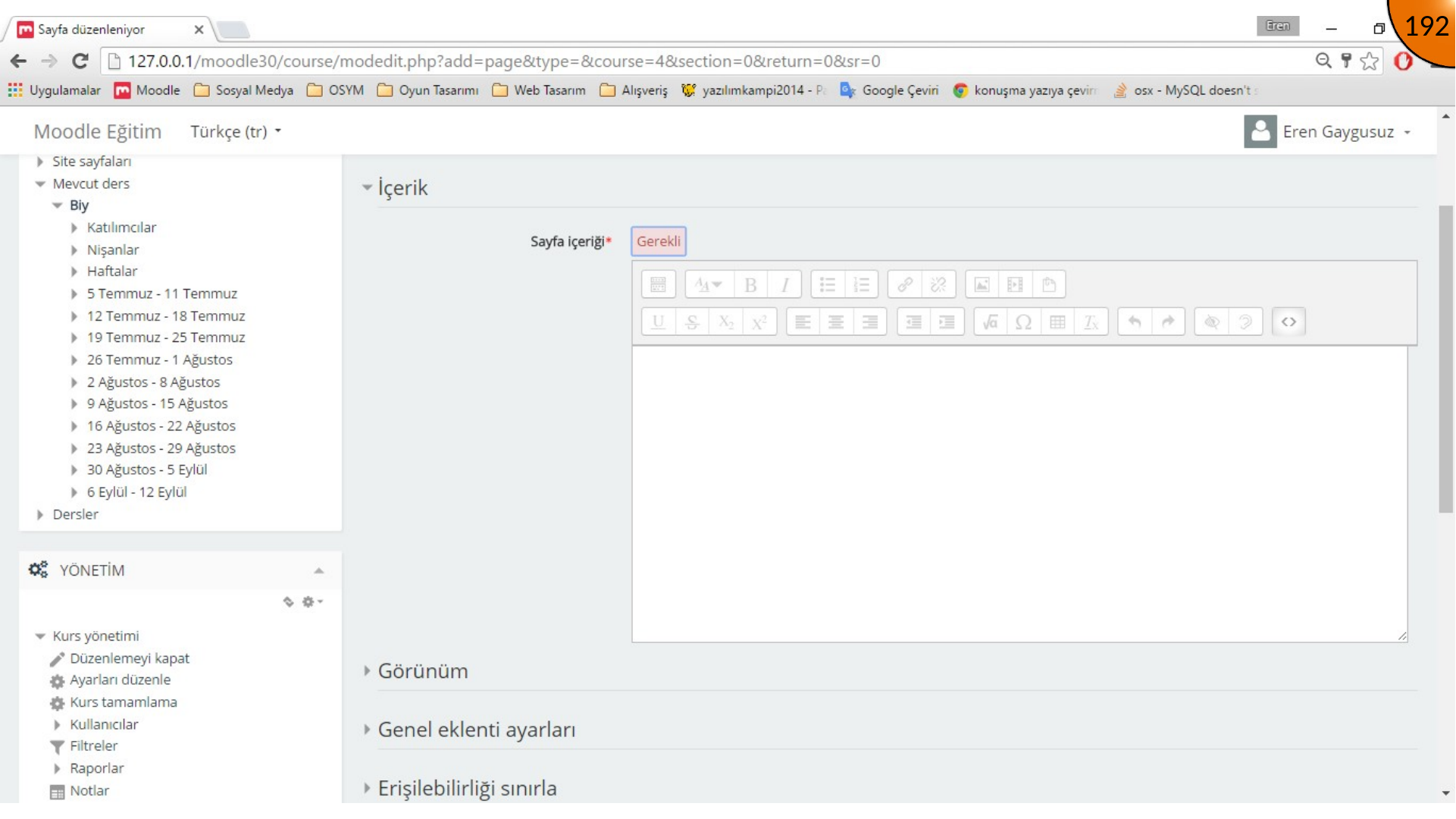 Naming the Moodle page and opening HTML mode